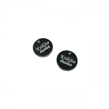 16mm juodos sp. plastiko pakabukas- "Krikšto mama", 2vnt. 16mm juodos sp. plastiko pakabukas- "Krikšto mama", 2vnt.