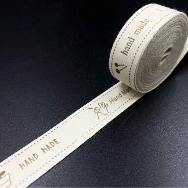 16mm kreminės sp. medvilninė juostelė "HAND MADE", 1m