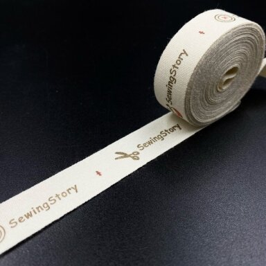 16mm kreminės sp. medvilninė juostelė "SEWING STORY", 1m