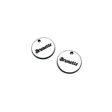 16mm sidabro sp. plastiko pakabukas- "Brunette", 2vnt. 16mm sidabro sp. plastiko pakabukas- "Brunette", 2vnt.
