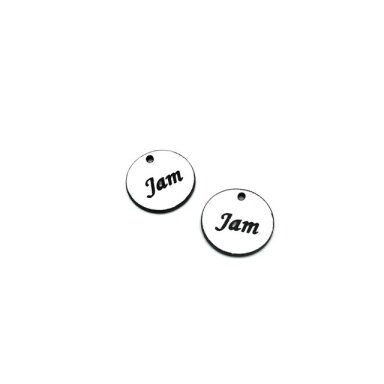 16mm sidabro sp. plastiko pakabukas- "Jam", 2vnt. 16mm sidabro sp. plastiko pakabukas- "Jam", 2vnt.