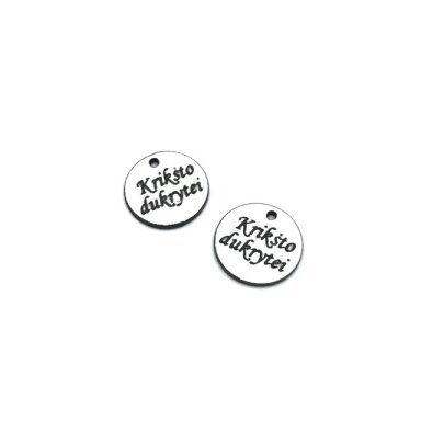16mm sidabro sp. plastiko pakabukas- "Krikšto dukrytei", 2vnt. 16mm sidabro sp. plastiko pakabukas- "Krikšto dukrytei", 2vnt.