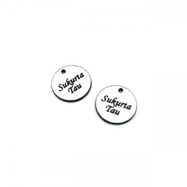 16mm sidabro sp. plastiko pakabukas- "Sukurta Tau", 2vnt. 16mm sidabro sp. plastiko pakabukas- "Sukurta Tau", 2vnt.