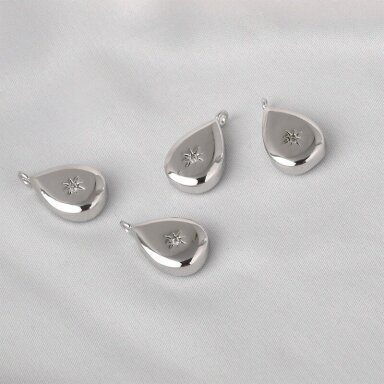 16x10mm platinos sp. nerūdiojančio plieno pakabukas, 1vnt.
