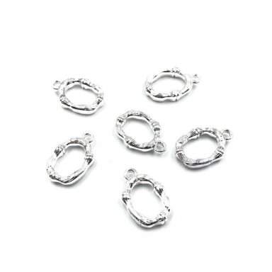 16x10mm sidabro sp. nerūdijančio plieno pakabukas O raidė, 2vnt.