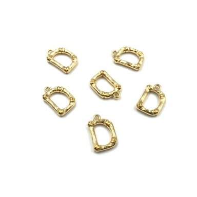 16x11mm rausvo aukso sp. nerūdijančio plieno pakabukas D raidė, 2vnt.