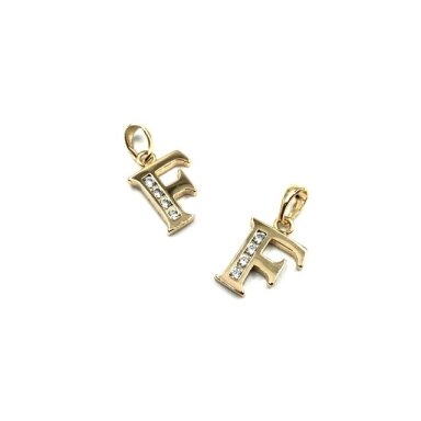 16x11mm rausvo aukso sp. nerūdijančio plieno pakabukas su cirkoniais F raidė, 1vnt. 16x11mm rausvo aukso sp. nerūdijančio plieno pakabukas su cirkoniais F raidė, 1vnt.