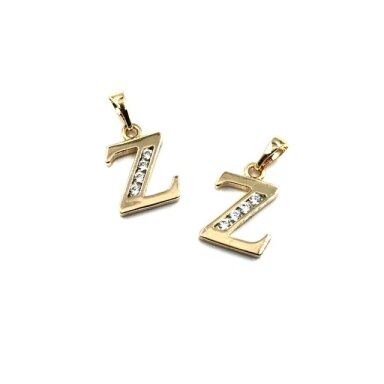 16x11mm rausvo aukso sp. nerūdijančio plieno pakabukas su cirkoniais Z raidė, 1vnt. 16x11mm rausvo aukso sp. nerūdijančio plieno pakabukas su cirkoniais Z raidė, 1vnt.
