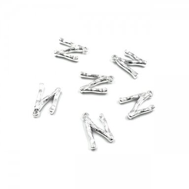 16x11mm sidabro sp. nerūdijančio plieno pakabukas N raidė, 2vnt.