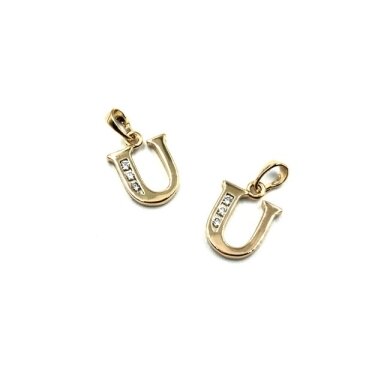 16x12mm rausvo aukso sp. nerūdijančio plieno pakabukas su cirkoniais U raidė, 1vnt. 16x12mm rausvo aukso sp. nerūdijančio plieno pakabukas su cirkoniais U raidė, 1vnt.
