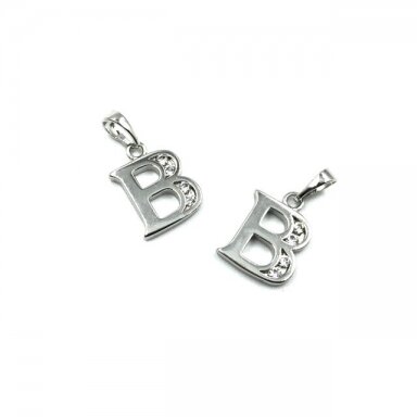 16x12mm sidabro sp. nerūdijančio plieno pakabukas su cirkoniais B raidė, 1vnt. 16x12mm sidabro sp. nerūdijančio plieno pakabukas su cirkoniais B raidė, 1vnt.