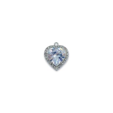 16x14mm platinos sp. nerūdijančio plieno pakabukas širdis, 1vnt.