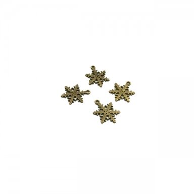19x15mm žalvario sp. pakabukas snaigė, 18vnt.