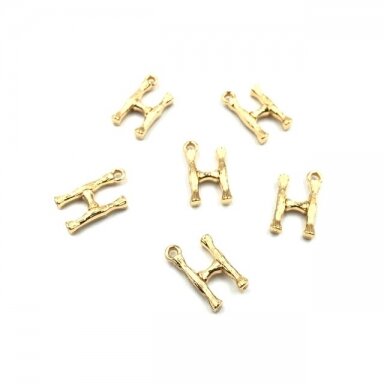 16x9mm rausvo aukso sp. nerūdijančio plieno pakabukas H raidė, 2vnt.