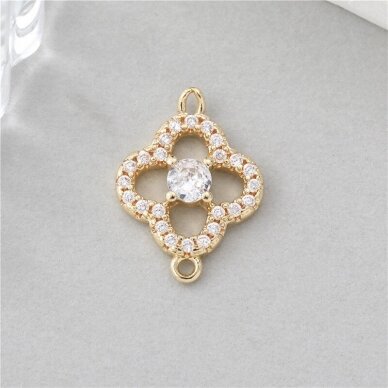 16x12mm 14K aukso sp. nerūdijančio plieno pakabukas dobiliukas, 1vnt. 16x12mm 14K aukso sp. nerūdijančio plieno pakabukas dobiliukas, 1vnt.
