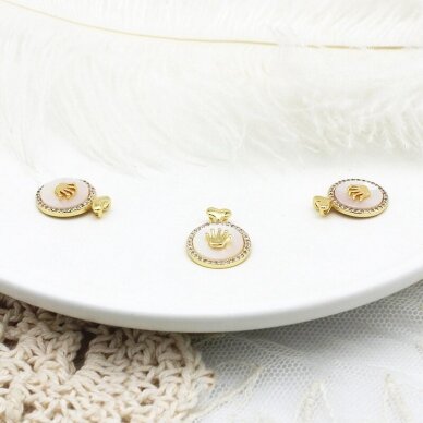 16x13mm 14k aukso sp. nerūdijančio plieno pakabukas su kriaukle, 1vnt. 16x13mm 14k aukso sp. nerūdijančio plieno pakabukas su kriaukle, 1vnt.