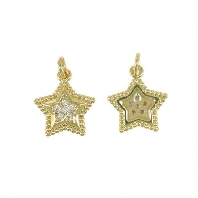 16x14mm 14k aukso sp. nerūdijančio plieno pakabukas žvaigždė, 1vnt. 16x14mm 14k aukso sp. nerūdijančio plieno pakabukas žvaigždė, 1vnt.