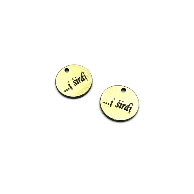 16mm aukso sp. plastiko pakabukas- "...į širdį", 2vnt.