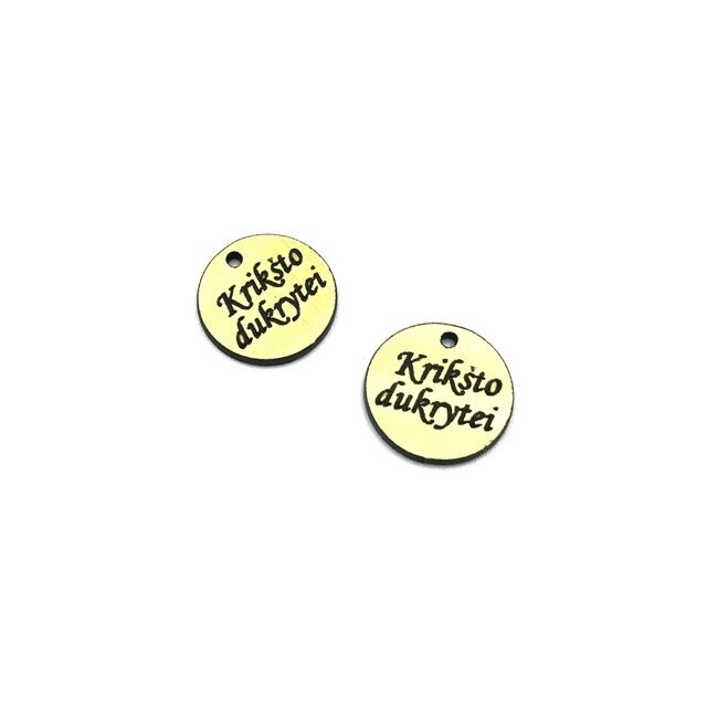 16mm aukso sp. plastiko pakabukas- "Krikšto dukrytei", 2vnt.