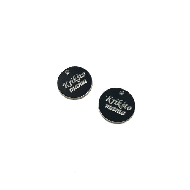 16mm juodos sp. plastiko pakabukas- "Krikšto mama", 2vnt.