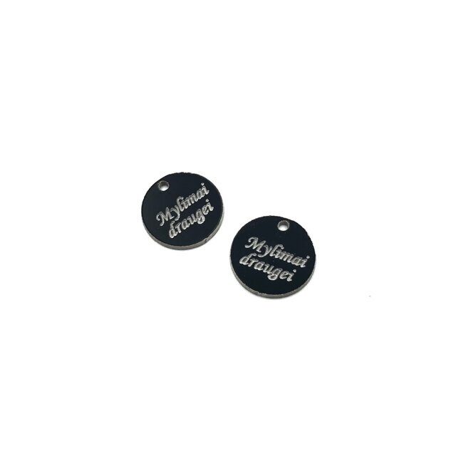 16mm juodos sp. plastiko pakabukas- "Mylimai draugei", 2vnt.