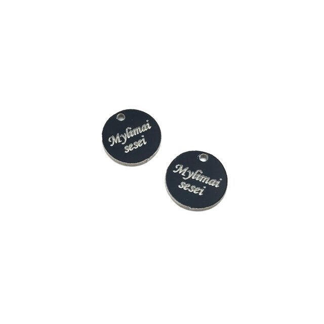 16mm juodos sp. plastiko pakabukas- "Mylimai sesei", 2vnt.