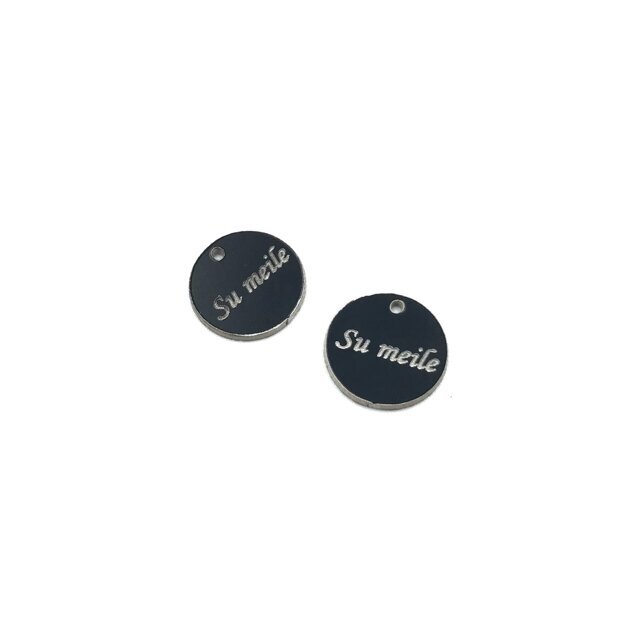 16mm juodos sp. plastiko pakabukas- "Su meile", 2vnt.