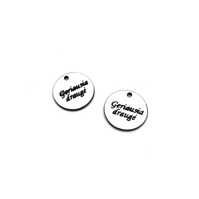 16mm sidabro sp. plastiko pakabukas- "Geriausia draugė", 2vnt.