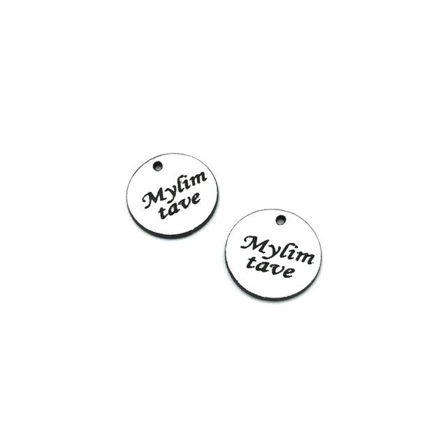 16mm sidabro sp. plastiko pakabukas- "Mylim tave", 2vnt.