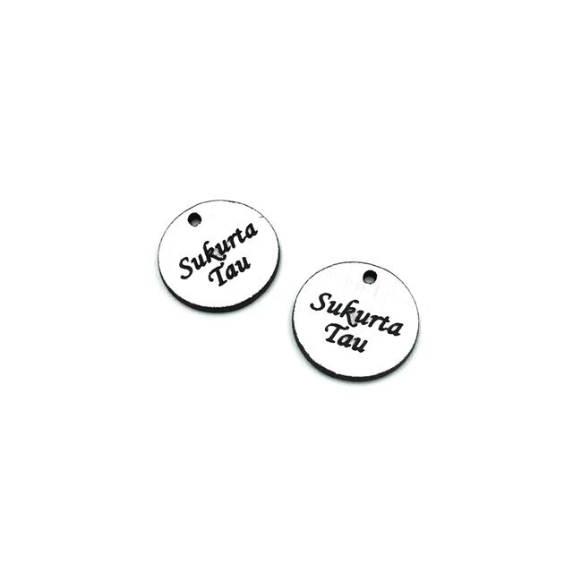16mm sidabro sp. plastiko pakabukas- "Sukurta Tau", 2vnt.