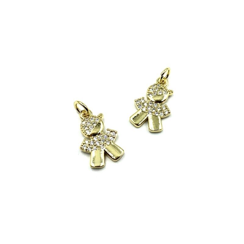 16x10mm aukso sp. nerūdijančio plieno pakabukas su cirkoniais berniukas, 1vnt.