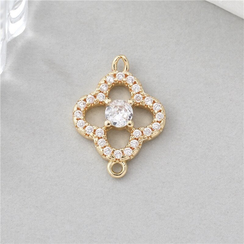 16x12mm 14K aukso sp. nerūdijančio plieno pakabukas dobiliukas, 1vnt. 16x12mm 14K aukso sp. nerūdijančio plieno pakabukas dobiliukas, 1vnt.