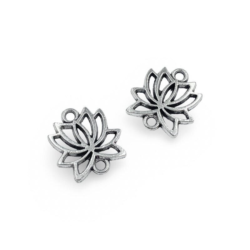 16x14mm sidabro sp. pakabukas lotosas, 15vnt.