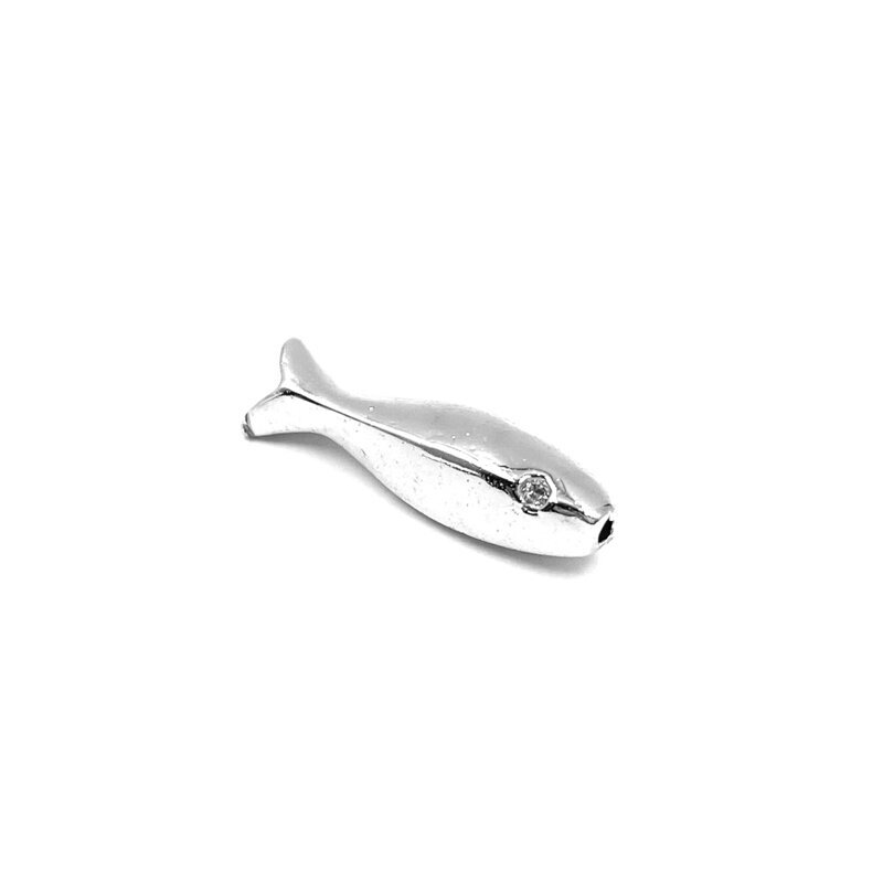 16x5mm sidabro sp. nerūdijančio plieno intarpas žuvis, 1vnt.