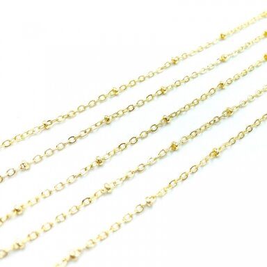 2mm 14K aukso sp. nerūdijančio plieno lituota grandinėlė su 1x2mm diskais, 1m 2mm 14K aukso sp. nerūdijančio plieno lituota grandinėlė su 1x2mm diskais, 1m