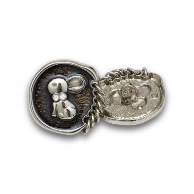 17mm rudos ir sidabro sp. metalinė saga su kilpute, 1vnt.