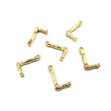 17x10mm rausvo aukso sp. nerūdijančio plieno pakabukas L raidė, 2vnt.