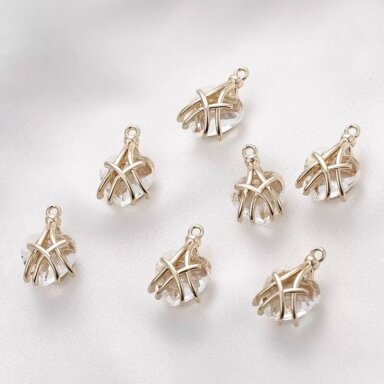 17x10mm rausvo aukso ir skaidrios sp. nerūdijančio plieno pakabukas širdis, 1vnt.
