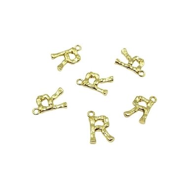 17x10mm 14k aukso sp. nerūdijančio plieno pakabukas R raidė, 2vnt.