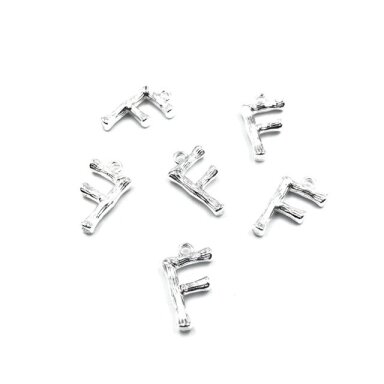 17x10mm sidabro sp. nerūdijančio plieno pakabukas F raidė, 2vnt.
