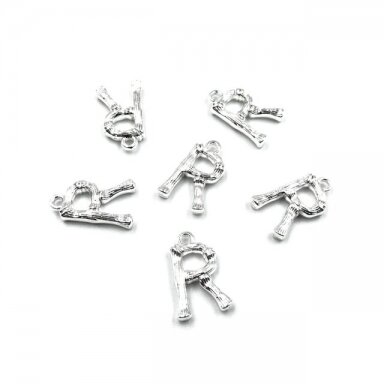 17x10mm sidabro sp. nerūdijančio plieno pakabukas R raidė, 2vnt.