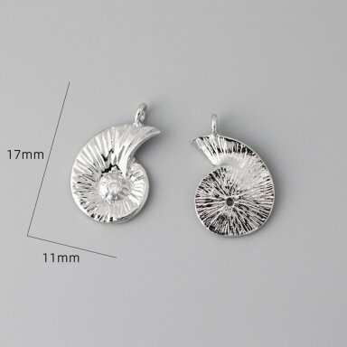 17x11mm platinos sp. nerūdijančio plieno pakabukas kriauklė, 1vnt.