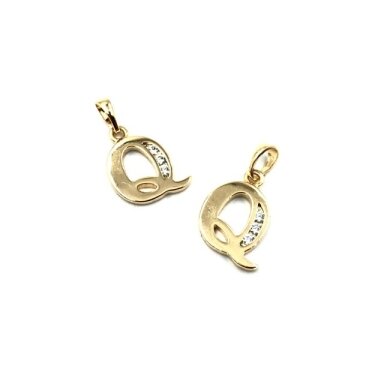 17x12mm rausvo aukso sp. nerūdijančio plieno pakabukas su cirkoniais Q raidė, 1vnt. 17x12mm rausvo aukso sp. nerūdijančio plieno pakabukas su cirkoniais Q raidė, 1vnt.