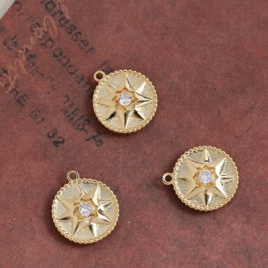 17x15mm 14k aukso sp. nerūdijančio plieno pakabukas žvaigždė, 1vnt.