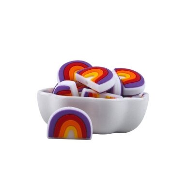 17x25mm violetinės mix sp. silikoninis karoliukas vaivorykštės, 1vnt.