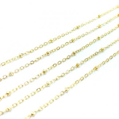 2mm 14K aukso sp. nerūdijančio plieno lituota grandinėlė su 1x2mm diskais, 1m 2mm 14K aukso sp. nerūdijančio plieno lituota grandinėlė su 1x2mm diskais, 1m