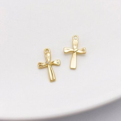 17x11mm 14k aukso sp. nerūdijančio plieno pakabukas kryžius, 1vnt. 17x11mm 14k aukso sp. nerūdijančio plieno pakabukas kryžius, 1vnt.