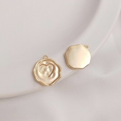 17x15mm 14k aukso sp. nerūdijančio plieno pakabukas širdis, 1vnt. 17x15mm 14k aukso sp. nerūdijančio plieno pakabukas širdis, 1vnt.