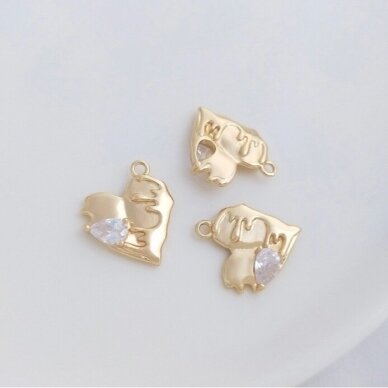 17x15mm 14k aukso sp. nerūdijančio plieno pakabukas širdis, 1vnt. 17x15mm 14k aukso sp. nerūdijančio plieno pakabukas širdis, 1vnt.