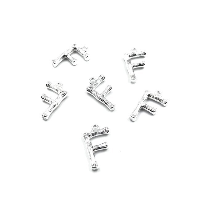 17x10mm sidabro sp. nerūdijančio plieno pakabukas F raidė, 2vnt.